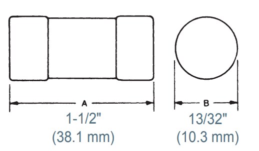 Mechanical Drawing - Mersen A60Q High Speed Fuses